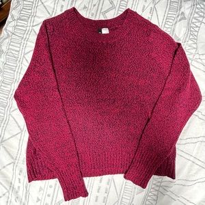 H&M Red and Navy Cropped Sweater